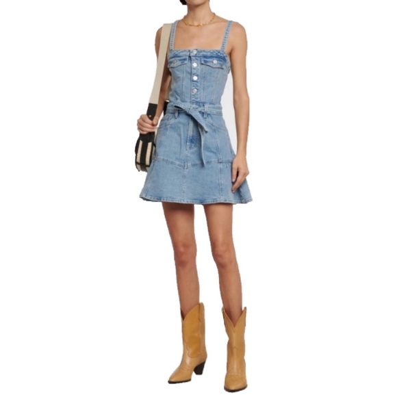 7 For All Mankind Light Blue Denim Mini Dress - Picture 1 of 10
